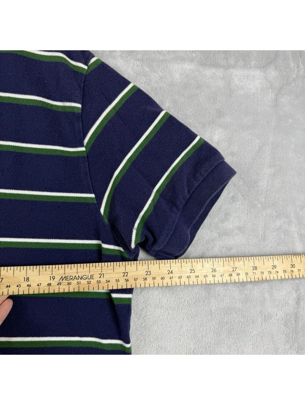 Polo Ralph Lauren Men’s L Navy Green Stripe Polo Shirt Cotton Pony Casual Preppy